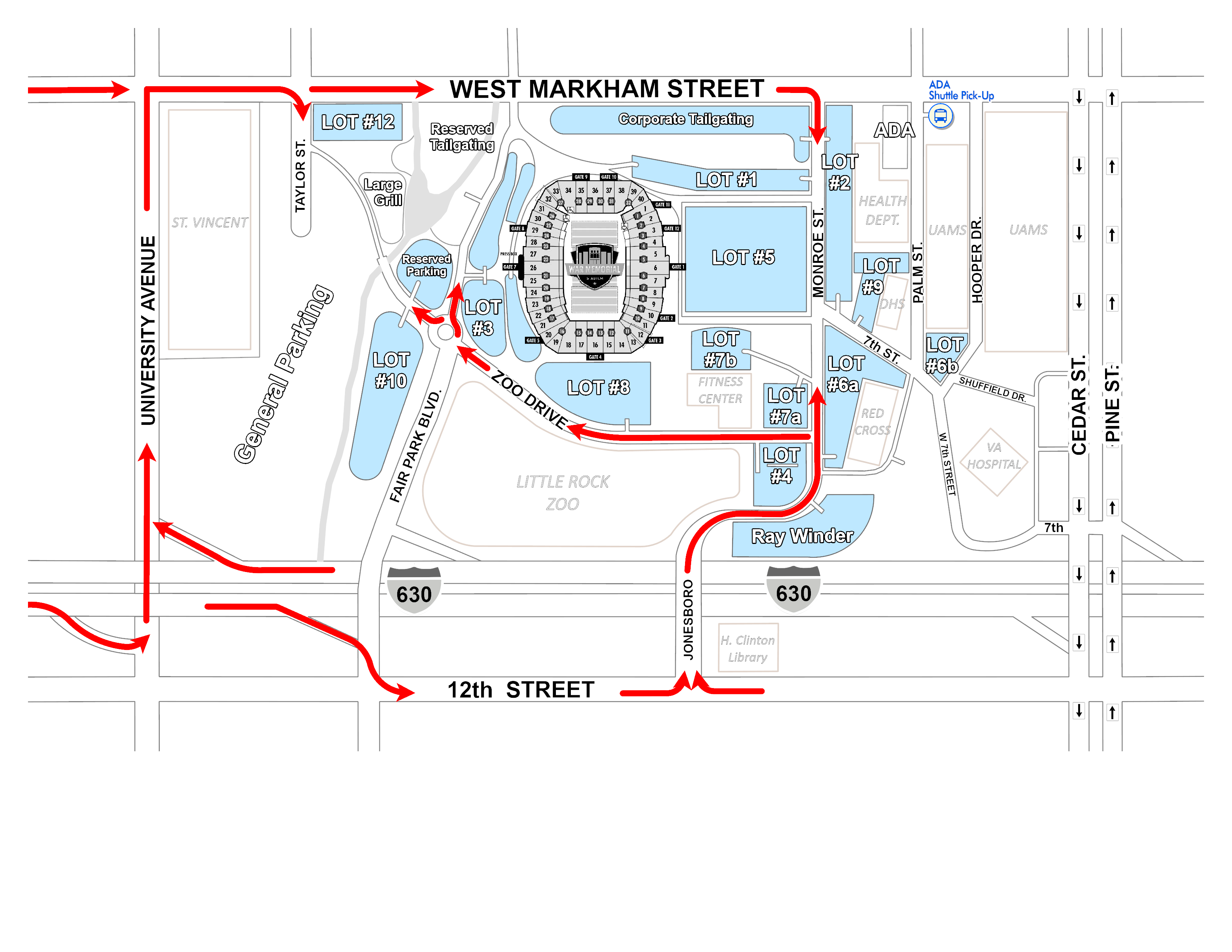Map of Scholarship Parking at War Memorial Stadium